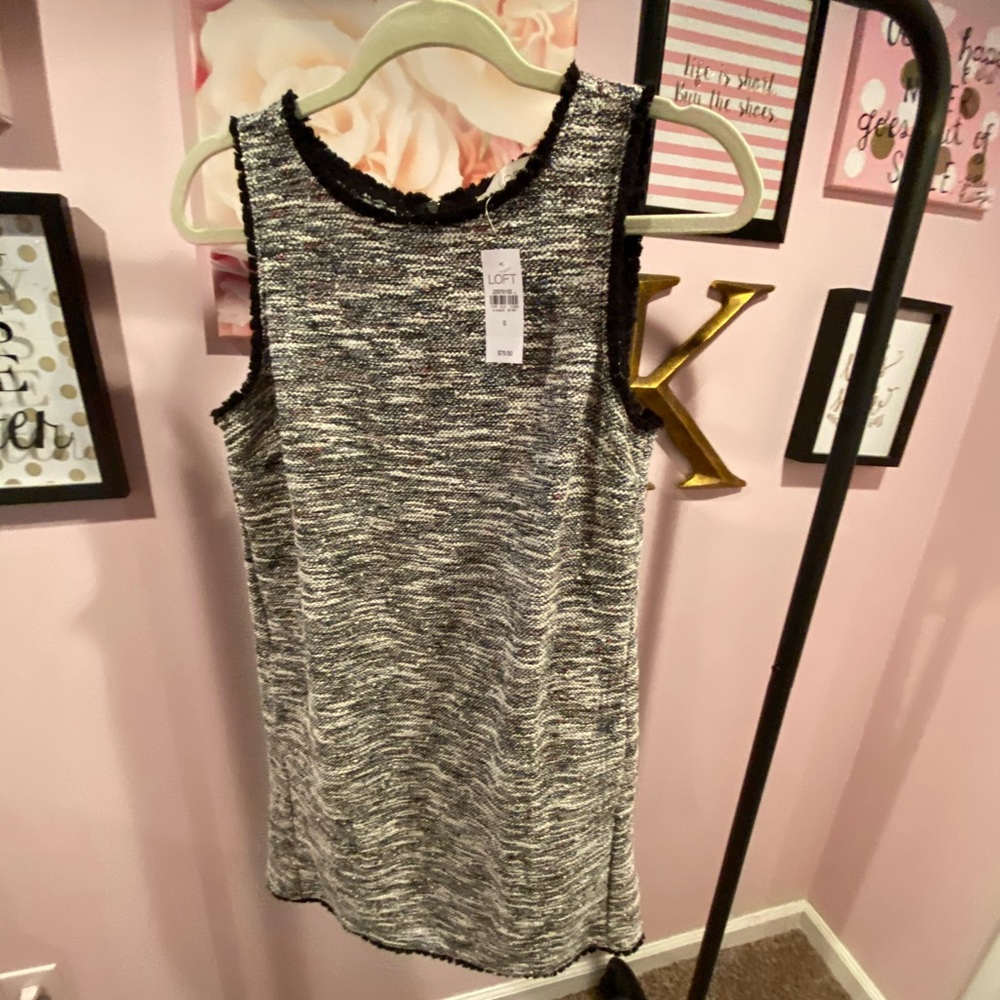 Loft Multicolor Tweed Shift Dress